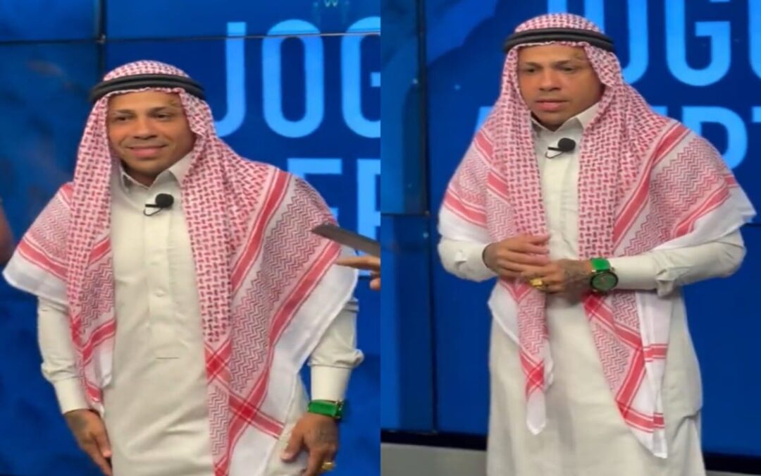 في قناة برازيلية اللاعب البرزايلي إلتون خوسيه بالزي السعوي