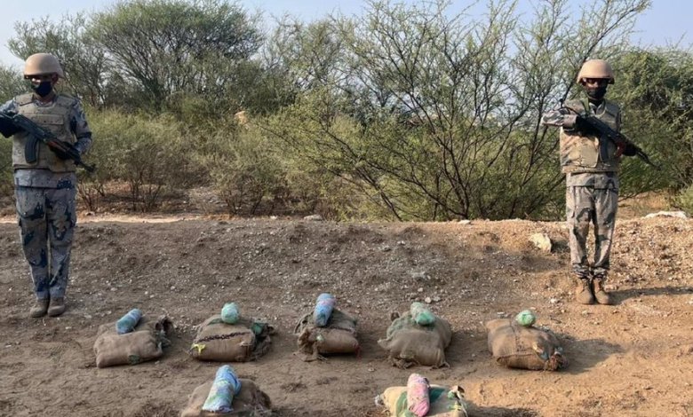 ضبط 140 كغم من نبات القات المخدر قبل تهريبها بمنطقة جازان