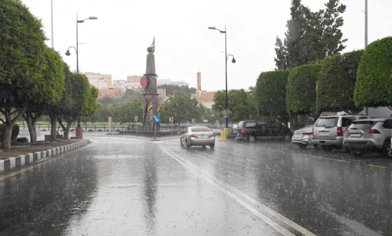 أمطار رعدية متوسطة مصحوبة برياح نشطة على منطقة عسير