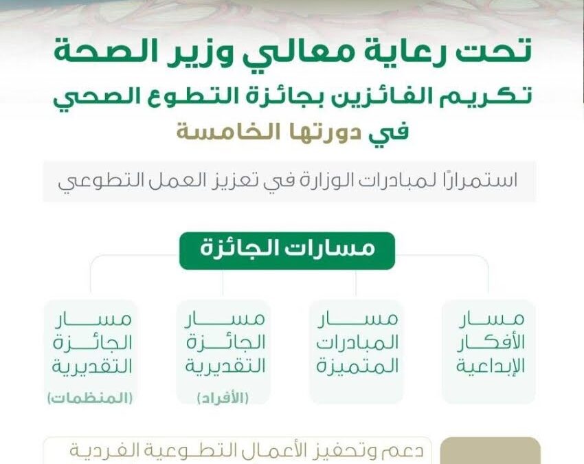 برعاية الجلاجل .. وزارة الصحة تكرم الفائزين بجائزة التطوع الصحي