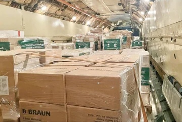 الطائرة الإغاثية الـ 34 لإغاثة أهالي غزة تغادر مطار الرياض