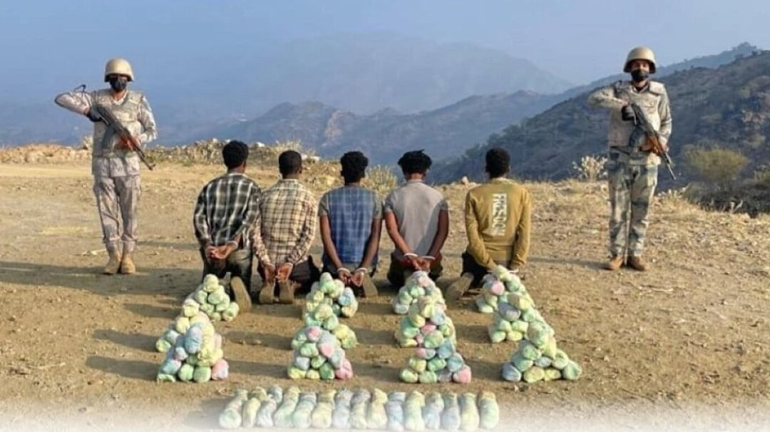 ضبط 5 مخالفين قبل تهريبهم 70 كغم من القات المخدر بمنطقة عسير