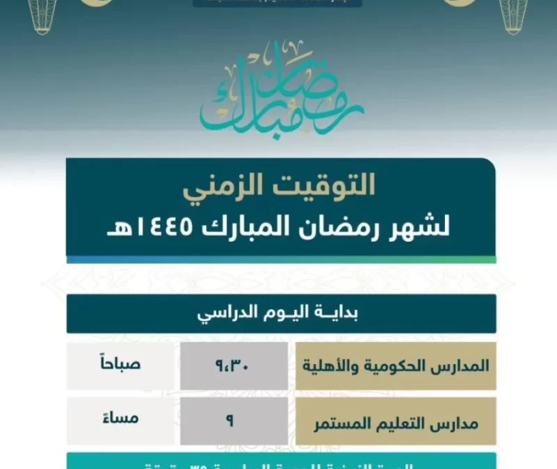 “تعليم الباحة” يعتمد مواعيد الدراس خلال شهر رمضان