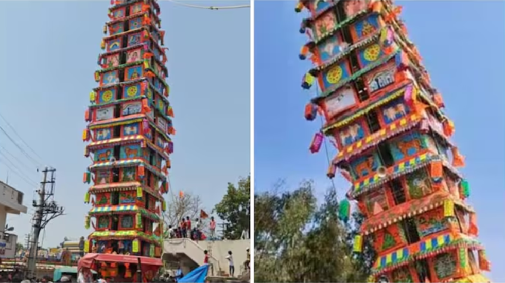 الهند .. انهيار معبد متنقل طوله 120″ قدمًا .. دون إصابات “فيديو”