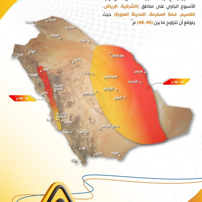 توقعات بارتفاع الحرارة على 5 مناطق بينها الرياض