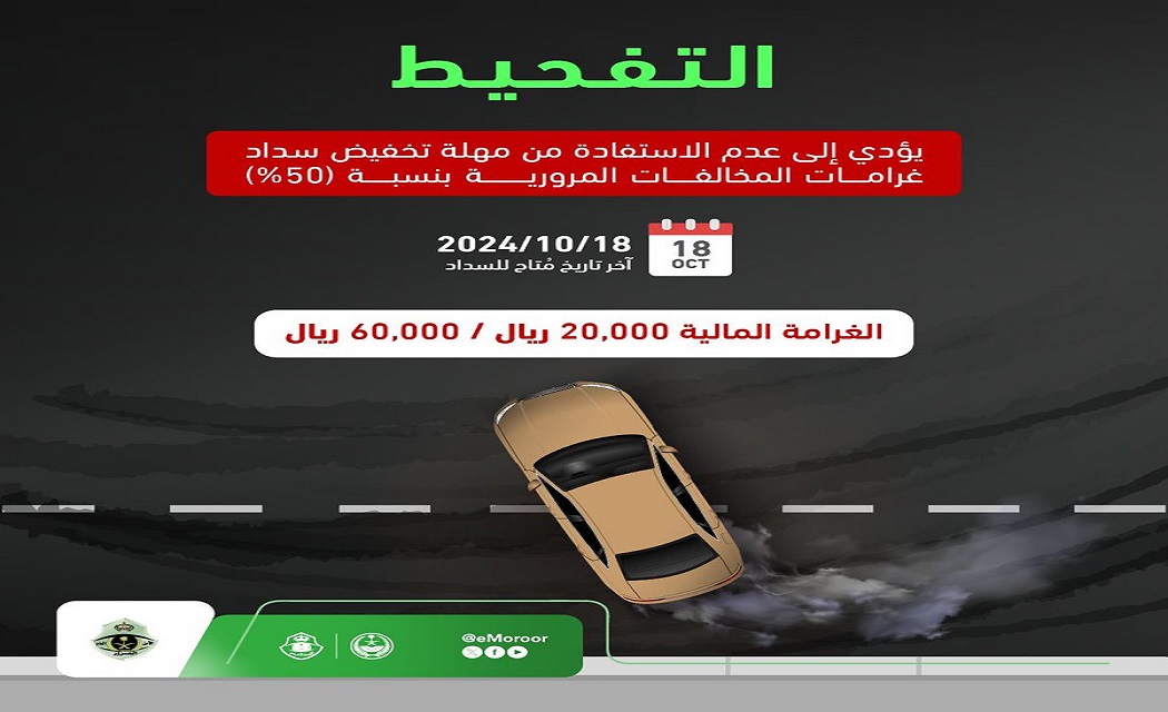 غرامته تبلغ 60 ألف ريال.. “التفحيط” يمنع الاستفادة من تخفيض الـ 50%