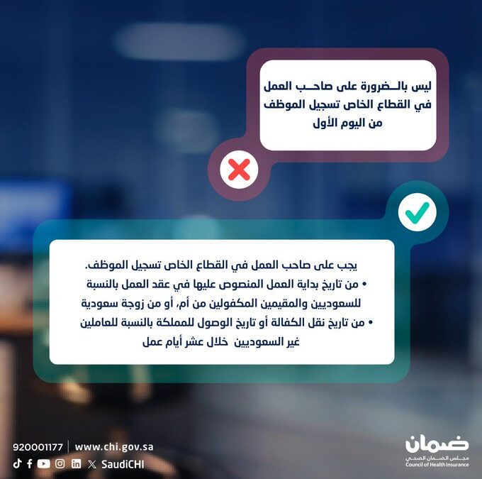 “الضمان الصحي” يؤكد التزامات صاحب العمل تجاه المستفيدين حول “بداية التغطية”