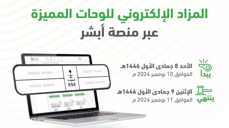 الاحد والاثنين.. “المرور” يطرح مزاد اللوحات الإلكتروني عبر “أبشر”