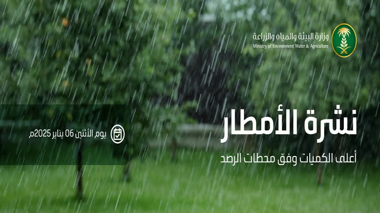 هطول أمطار في (6) مناطق.. والمدينة المنورة الأعلى كمية بـ (49.2) ملم في الشفية بدر