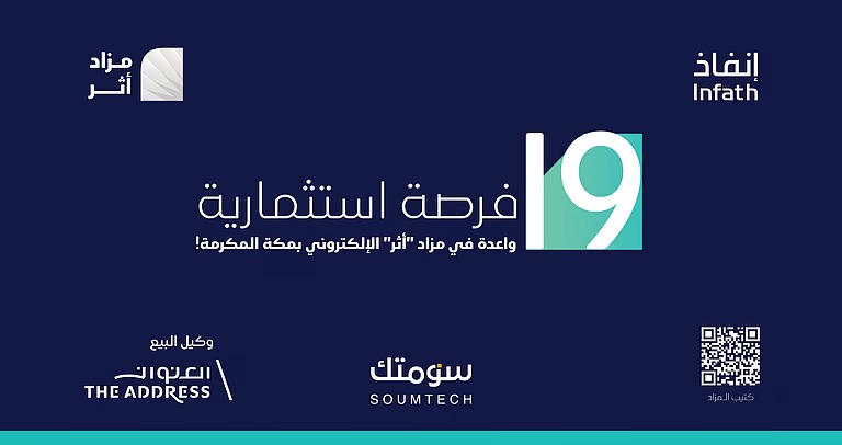 19 فرصة عقارية في مكة المكرمة عبر مزاد “أثر” الإلكتروني