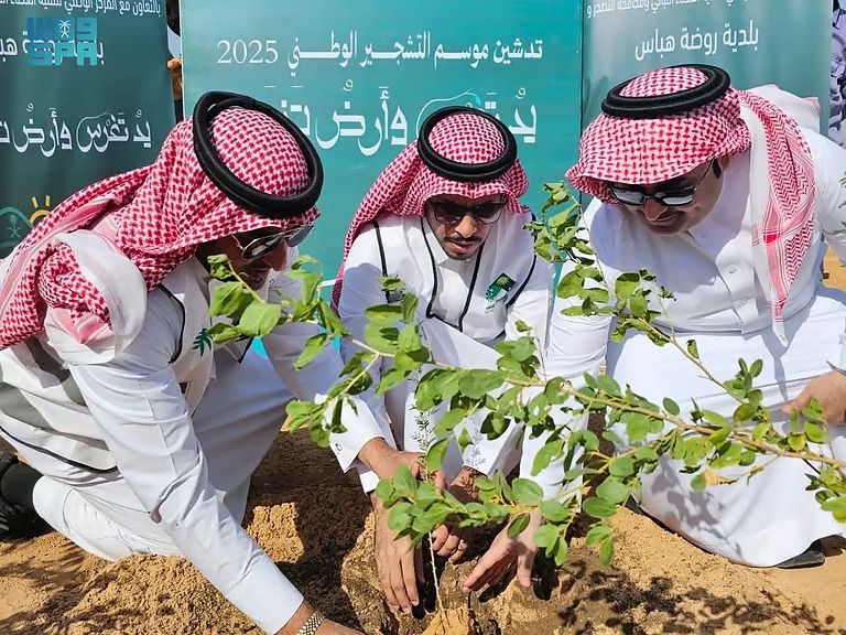 تشجير روضة هباس بـ5 آلاف شتلة ضمن حملة للغطاء النباتي في الحدود الشمالية