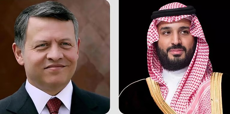 “ولي العهد” يتلقى اتصالًا من ملك الأردن لبحث التطورات الإقليمية