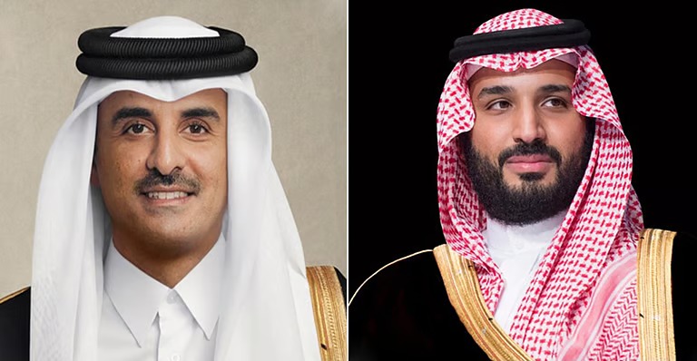 ولي العهد وأمير قطر يستعرضان هاتفيًا العلاقات الأخوية ويبحثان تطورات الأحداث