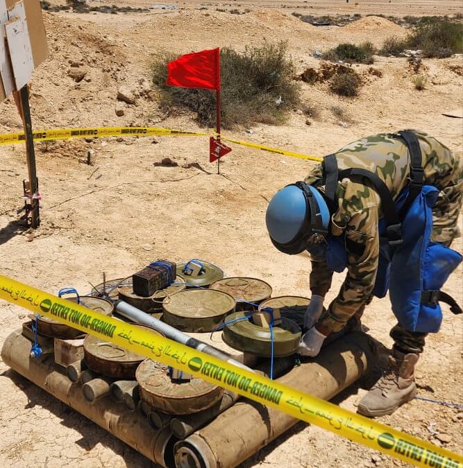 مشروع «مسام» يتلف 1,696 قطعة من المخلفات الحربية في مديرية غيل بن يمين