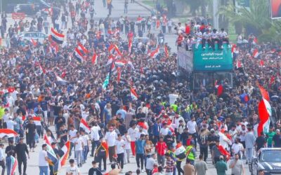 استقبال شعبي حاشد في بغداد لمنتخب العراق بعد تأهله إلى كأس العالم