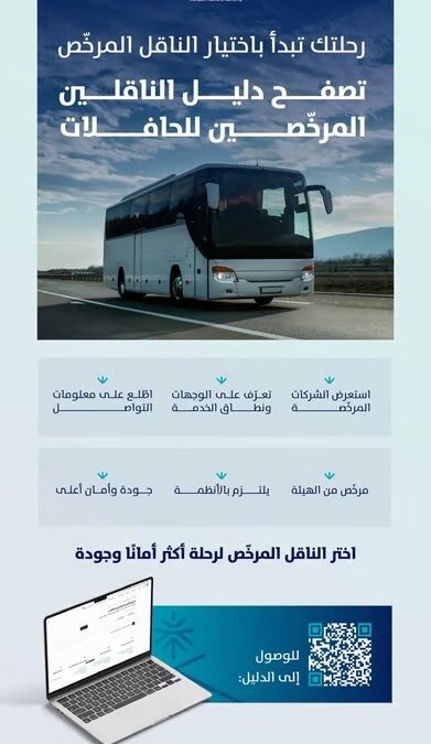 “هيئة النقل” تطلق دليل الناقلين المرخصين لخدمات النقل بالحافلات