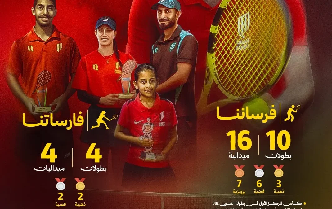 القادسية يختتم موسم التنس بـ 20 ميدالية في 14 بطولة