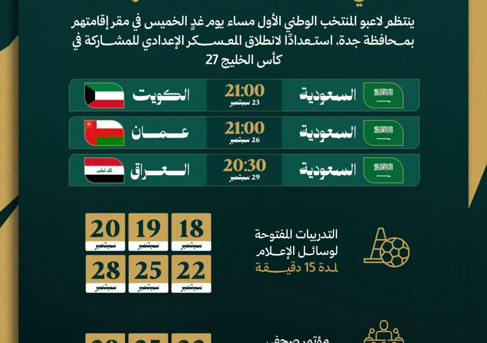 الأخضر يبدأ معسكره في جدة غداً استعداداً لكأس الخليج 27